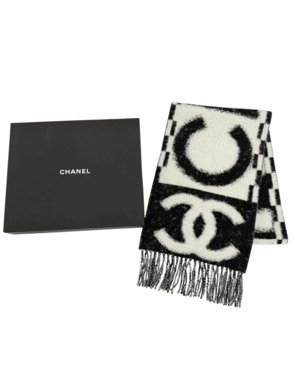 Chanel Cashmere Silk Blend CC Logo Scarf